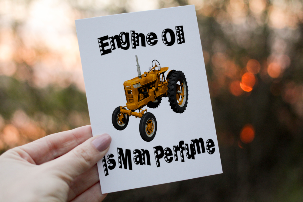 Engine Oil Tractor Birthday Card, Card for Birthday